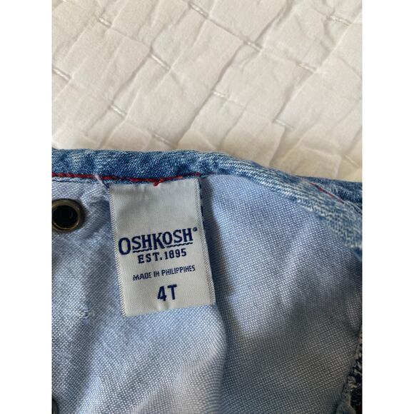 Osh Kosh B Gosh Dress Denim & Red Corduroy Rosebud Applique Ruffle Hem Size 4T - Picture 12 of 12